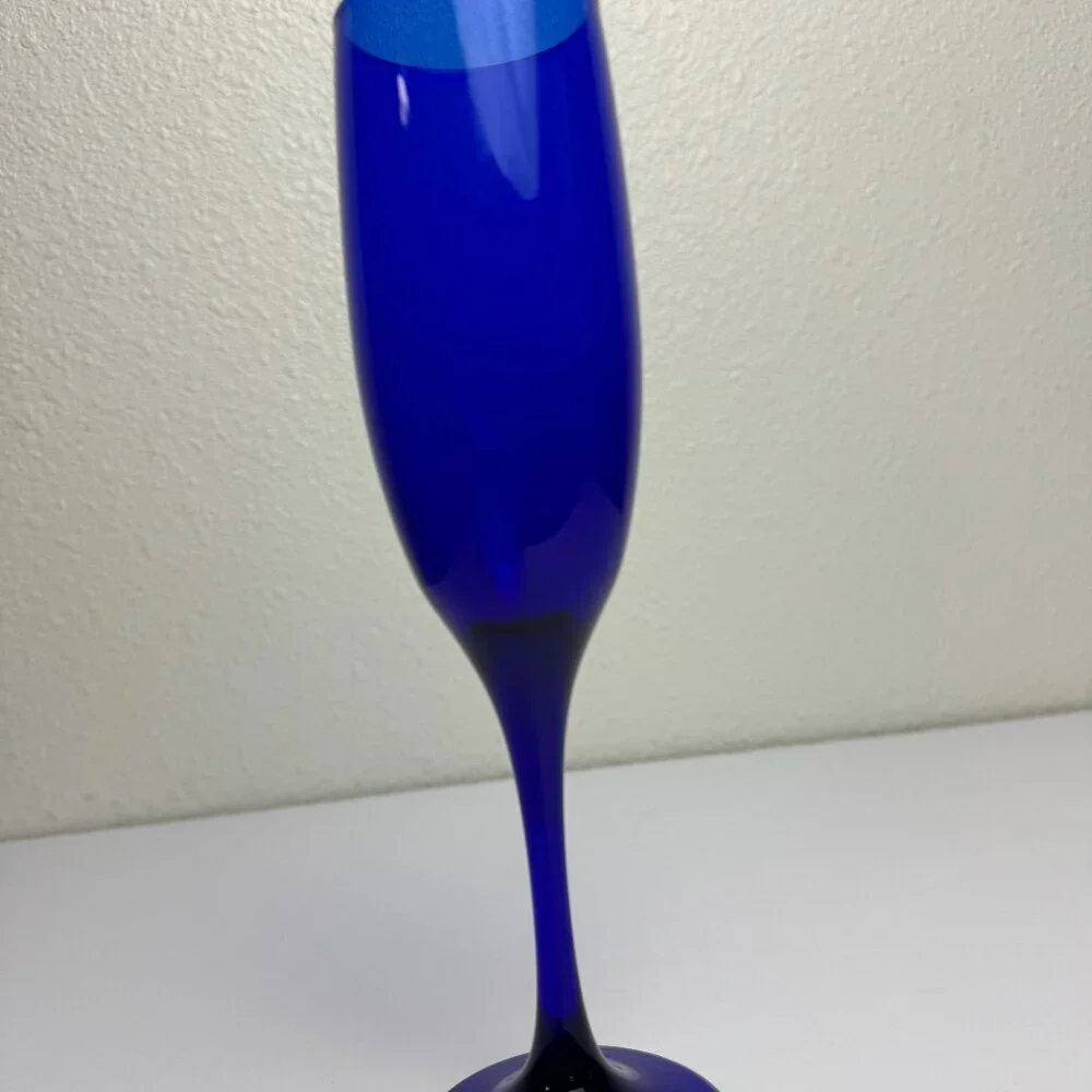 Royal Cobalt Blue Libbey Champagne Flute Glass